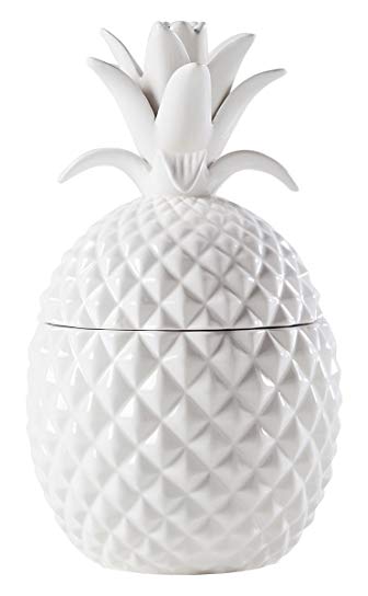 Torre & Tagus 902642B Pineapple Ceramic Canister, Tall, White