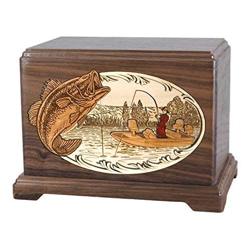 Wood Cremation Urn - Walnut Bass Fishing Boat Hampton