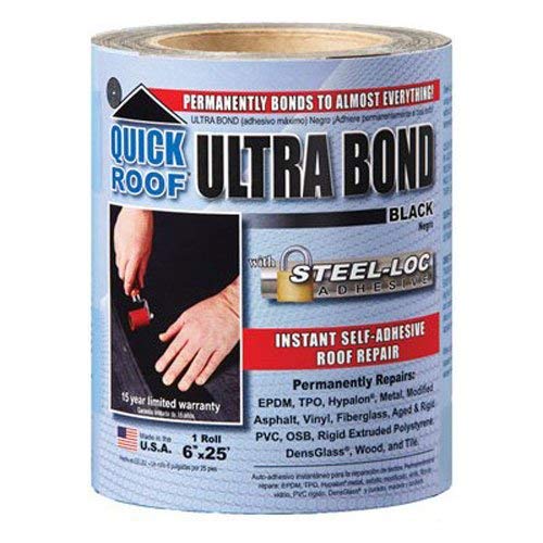 cofair products inc ubb625 Quick Roof, 6 -Inch x 25 -Feet, Black Ultra Bond, With Steel-Loc Adhesive, Instant Self-Adhesive Roof Repair