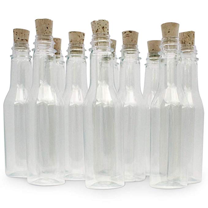 Plastic Bottles & Corks for Message in a Bottle Invitations, Announcements & Favors (Plastic, 160 Bottles)