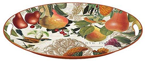 Michel Design Works Decorative Oval Metal Platter, 20.5 x 15.25-Inch, Golden Pear