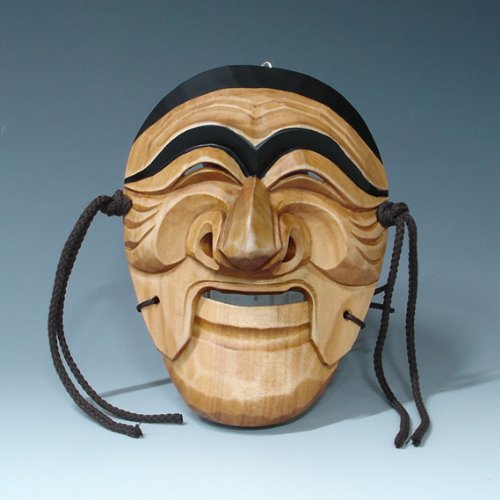 Hand Carved Korean Hahoe Man Dance Smile Wooden Wall Decor Plaque Art Decorative Hanging Asian Mask