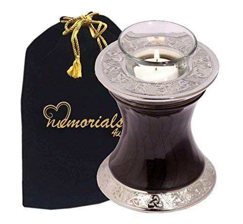 MEMORIALS 4U Memorials4u Baroque Shadow with Trinity Band Tealight Urn - Keepsake Urn for Ashes - Small Size - NOT Intended for Full Cremation Ash Quantity