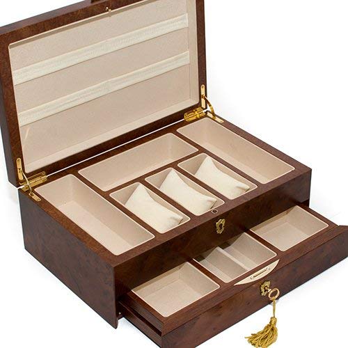 Bello Collezioni - Via Del Corso Luxury Briar Wood Men's/Women's Jewelry Box. Made in Italy