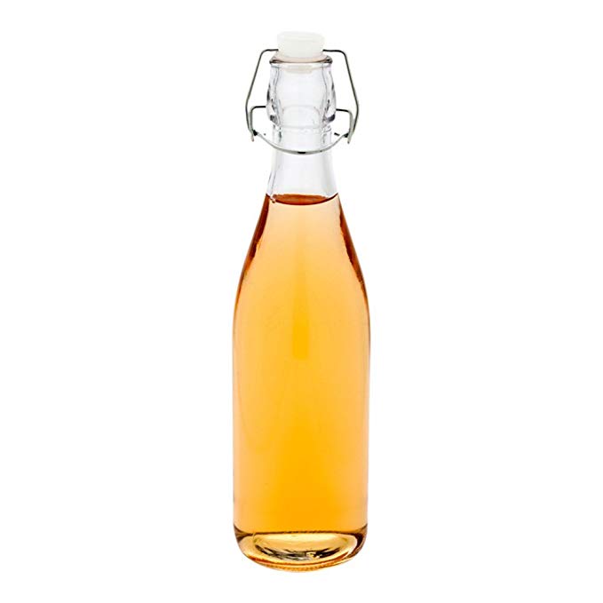 Swing Top Glass Bottle 16.9 oz - Grolsch Style Bottles - Clear Swing Bottles - 10ct Box - Restaurantware