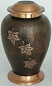 ADULT BRASS FALLING LEAVES FUNERAL CREMATION URN, BEAUTIFUL URNS