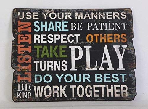 TWG Our Rules Mammas Rules - Decorative Wooden Wall Art Sign