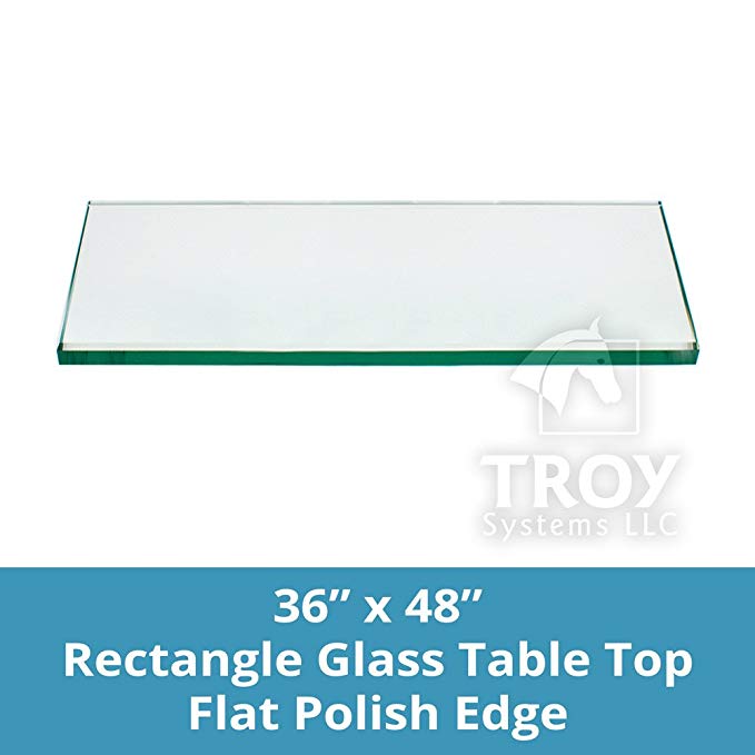 Rectangle Glass Table Top Custom Annealed Clear Tempered Thick Glass With Flat Polished Edge & Eased Corner For Dining Table, Coffee Table, Home & Office Use - 36'' L x 48'' W by TroySys