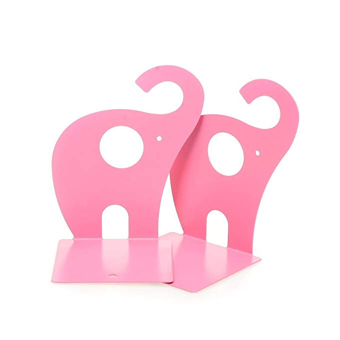 Rbenxia Elephant Bookends Nonskid Art Bookend Book Stand Pink 1 Pair