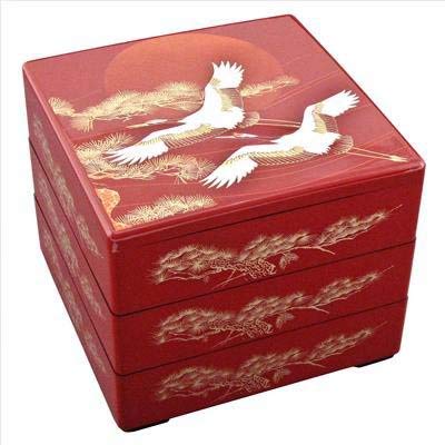 Lacquer Three tier Jubako box Red