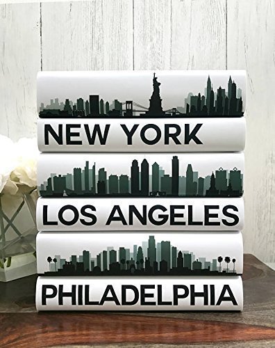 City Skyline Decorative Books, Custom City Coffee Table Books, NY, Los Angeles, Chicago, Housewarming Wedding Gift, Booklover