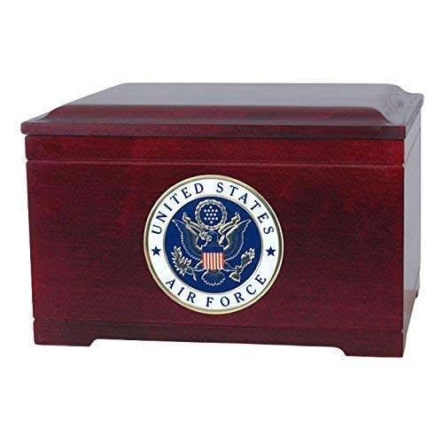 Wood Cremation Urn - Rosewood Memory Chest Military Urn (Air Force)