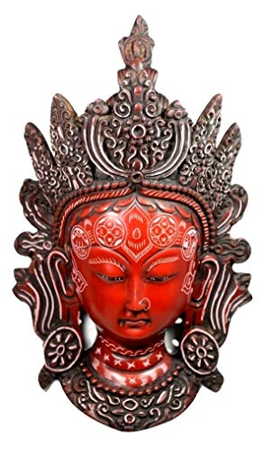 Himalayan Art House Hand Carved Buddhist Tara Mask Wall-Hanging Sculpture