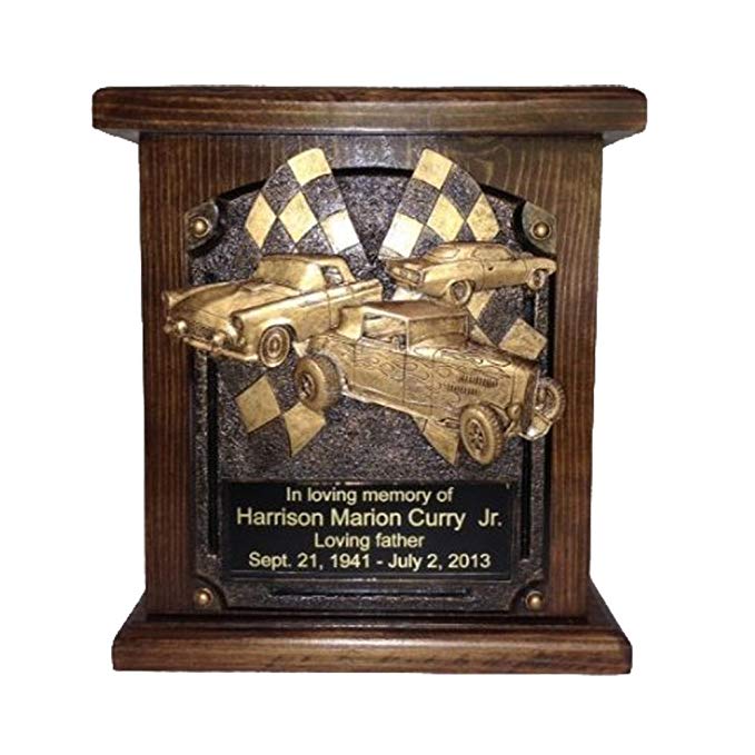 Cremation Urn for Car Lovers, Wooden Funeral Urn with Engraving