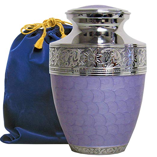 Eternal Peace Beautiful Lavender Adult Cremation Urn for Human Ashes - A Gorgeous Large Urn, Dazzling to See and Hold and Will Bring Comfort Every Time You See This Loving Urn - with Velvet Bag