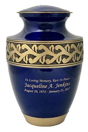 Customized Adult Cremation Urn Beautiful Funeral Urns with Personalisation and Velvet Bag