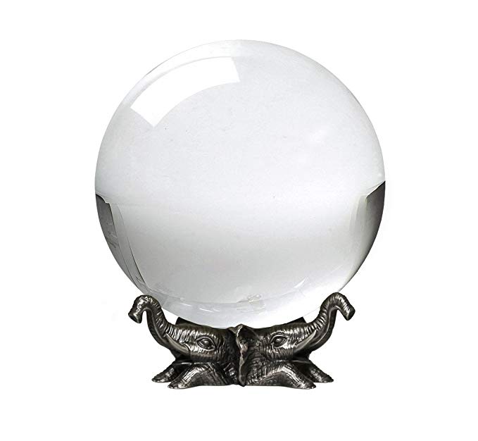 Amlong Crystal 8 inch (200mm) Clear Crystal Ball with Elephant Stand