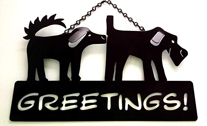 Dog Greeting Sign, Mixed Breed by Stacey Lamothe Art