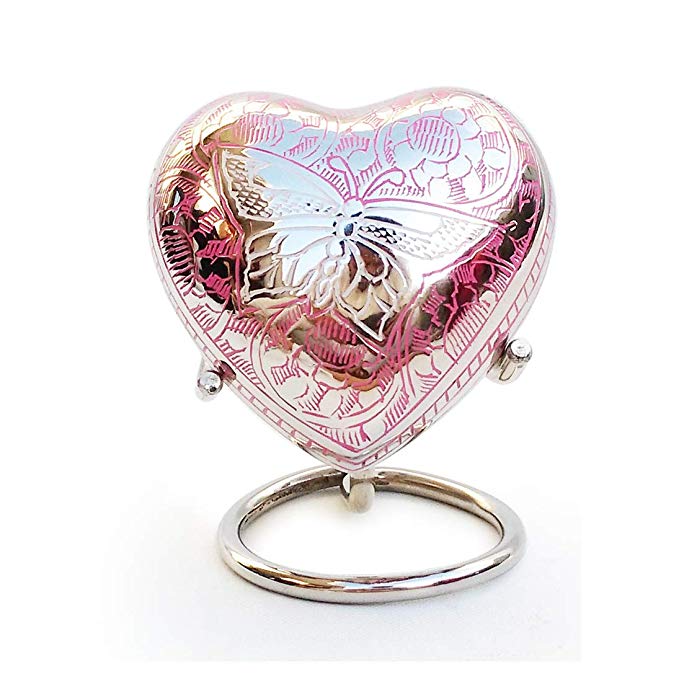 Home Decors Portland Pink Heart Keepsake Urn with Stand & Velvet Box