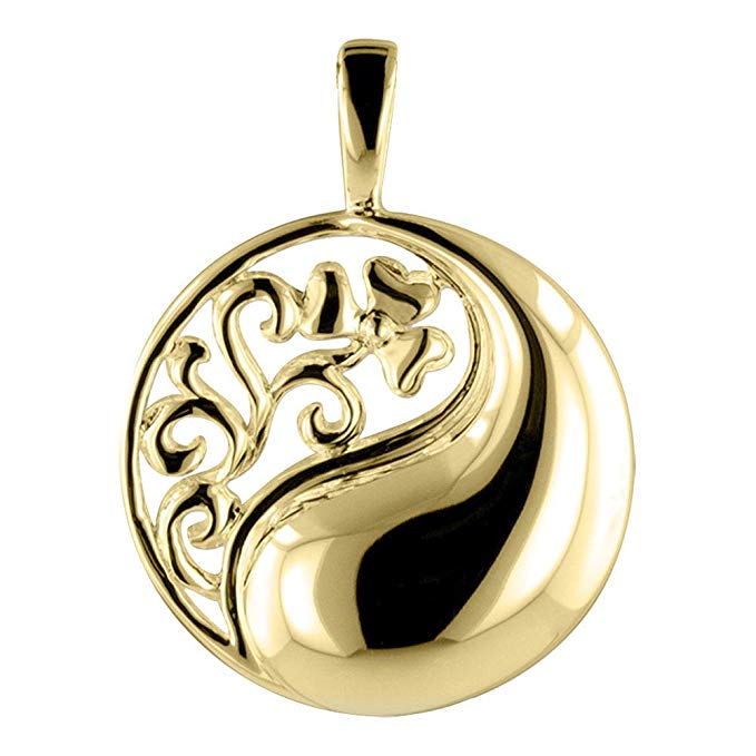 Perfect Memorials Filigree YinYang 14k Gold Vermeil Cremation Jewelry