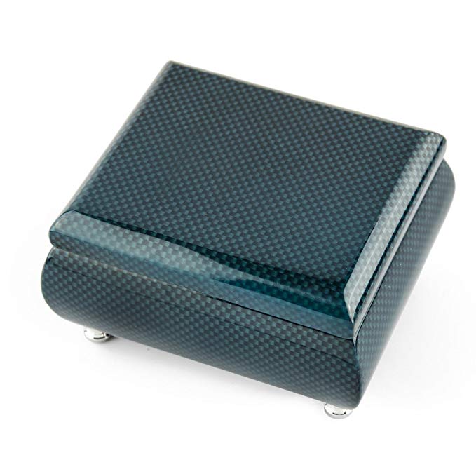 18 Note Turquoise Modern Musical Jewelry Box In A High Gloss Finish - Over 400 Song Choices - You Are So Beautiful To Me