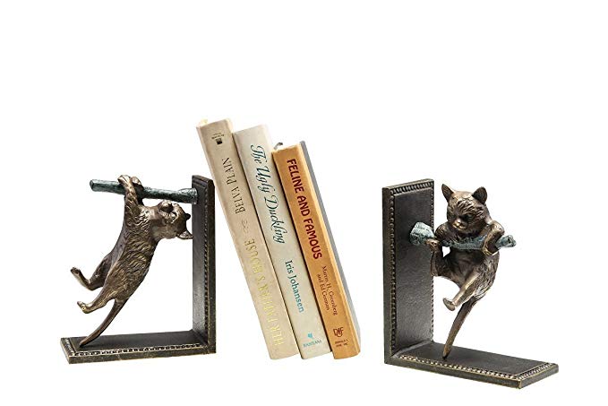 Climbing Cat and Branch Book Ends (Set of 2)