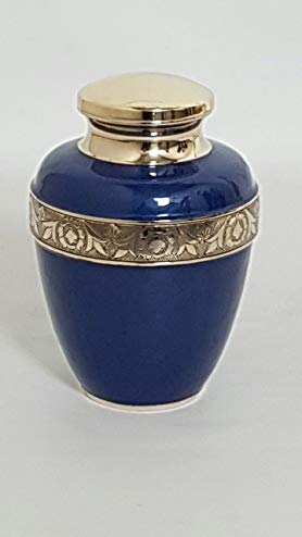 Adult Brass Funeral Cremation Urn with a beautiful velvet bag