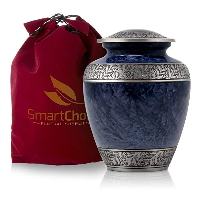 SmartChoice Royal Wings of Freedom Cremation Urn for Human Ashes - Affordable Funeral Urn Adult Urn for Ashes Handcrafted Urn (Blue) (Light Blue)