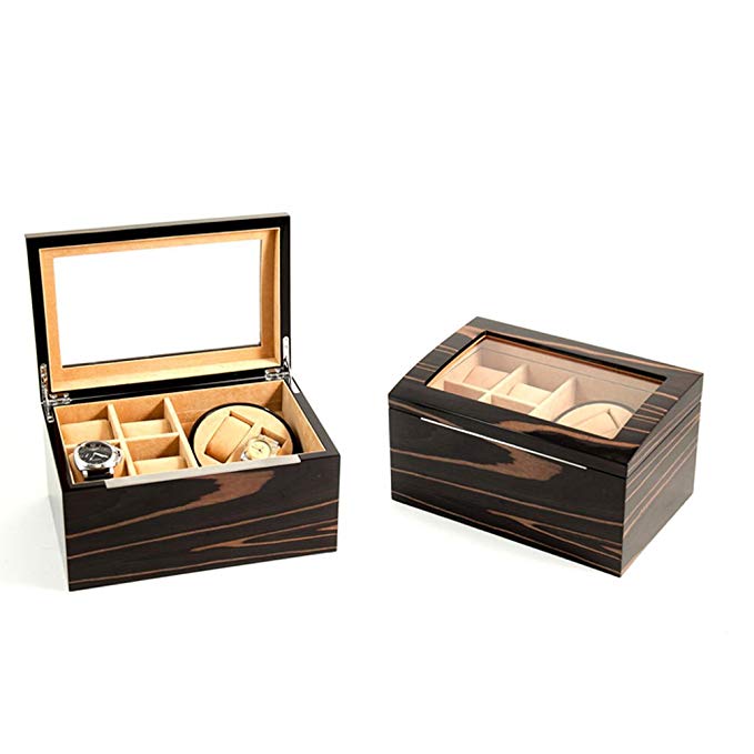 Bey-Berk Lacquered 2 Watch Winder & Watch Storage