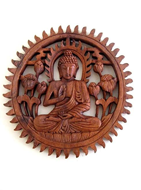 Buddha Wall Hanging Wall Decor Carved Buddha Statue Blessing Lucky Buddha - Collector's Item- OMA BRAND