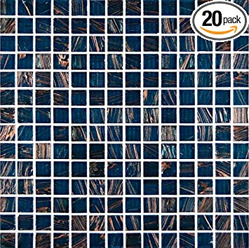 M S International Blue Iridescent Glass 12 In. X 4 mm Glass Mesh-Mounted Mosaic Tile, (20 sq. ft., 20 pieces per case)
