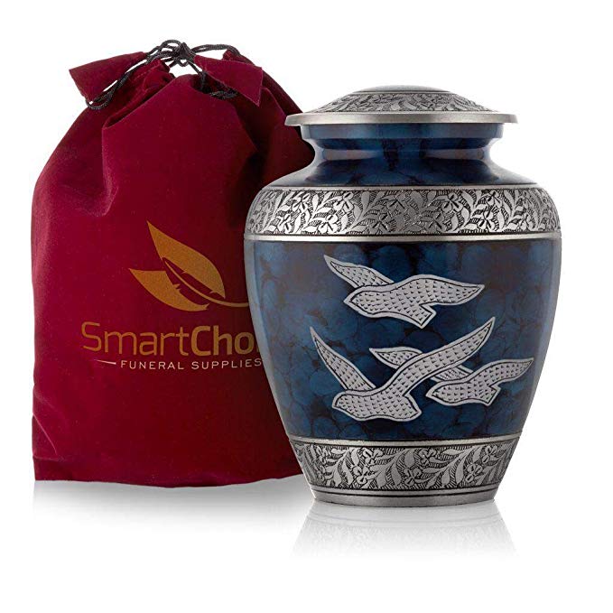 SmartChoice Royal Cremation Urn for Human Ashes - Affordable Funeral Urn Adult Urn for Ashes Handcrafted Urn (Royal Blue)