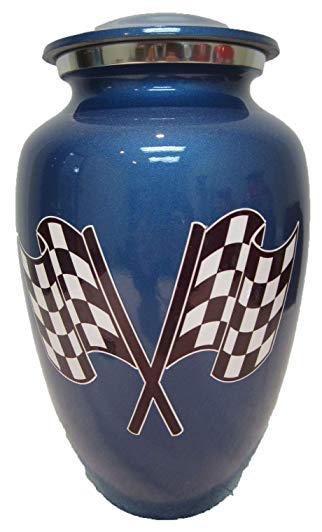 Custom-Urns R us 210 Blue Racing Flag Adult Cremation Urn