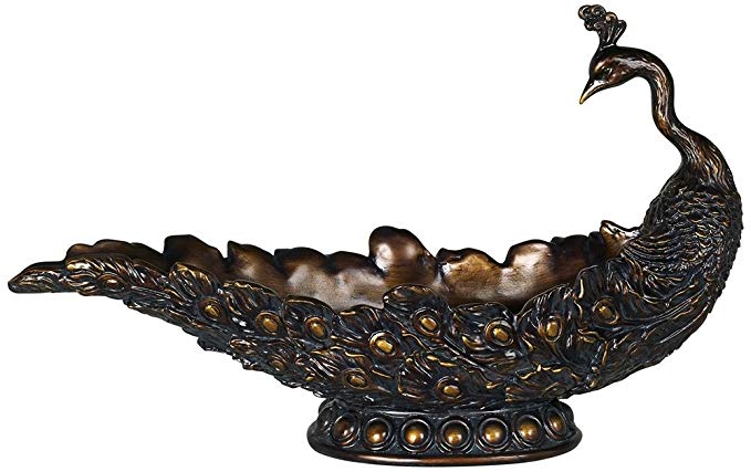 Kensington Hill Large Bronze Peacock Decorative Bowl