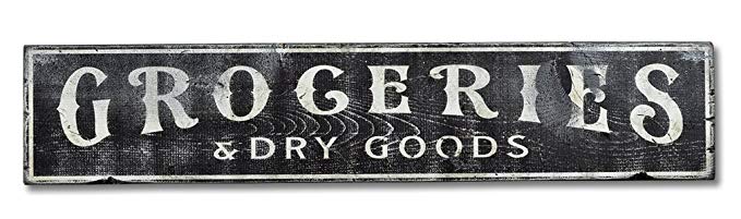 Groceries & Dry Good Distressed Wooden Sign - 5.5 x 24 Inches