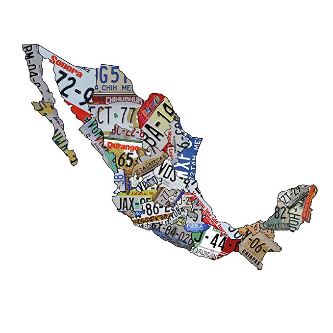 Plasma Cut Steel Mexico License Plate Map Sign Metal Sign Mexicana Home Decor Wall Art Garage Art Plasma Cut Steel Sublimated Rustic Sign Birthday Gift Holiday Gift Mexican License Plate