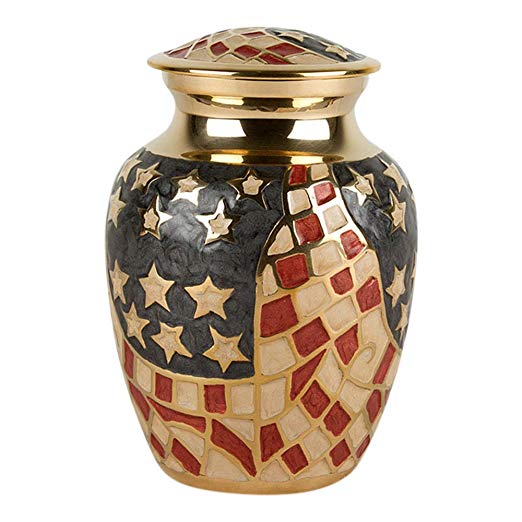 Perfect Memorials Small Old Glory Brass Cremation Urn