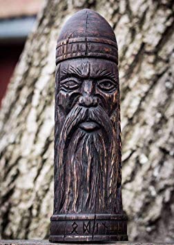 Wooden rune Box, Odin statue, Futarkh, Viking, Woodcarving, Scandinavian Idol Norse Asatru Pagan, Art Wood Carving Hand Made Decor FREE SHIPPING hand carving