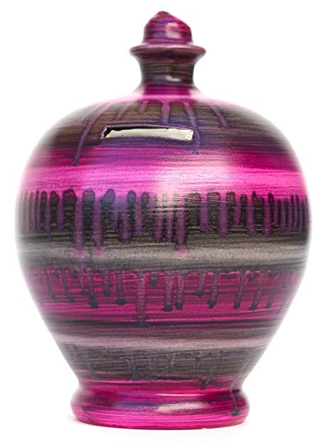 Terramundi Money Pot in Pink Purple and Grey slipware by Terramundi