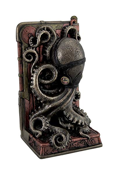 Resin Decorative Bookends Steampunk Octopus Bronze Finished Single Bookend 3.75 X 8 X 4.5 Inches Bronze