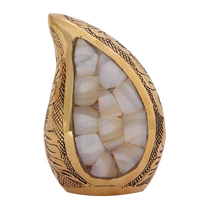 Home Decors Mother of Pearl Memorial Teardrop Keepsake Urn Ashes, Beautiful Teardrop Urns