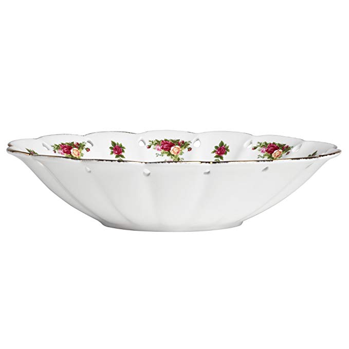 Royal Albert Old Country Roses Pierced Low Oval Bowl, 10-Inch