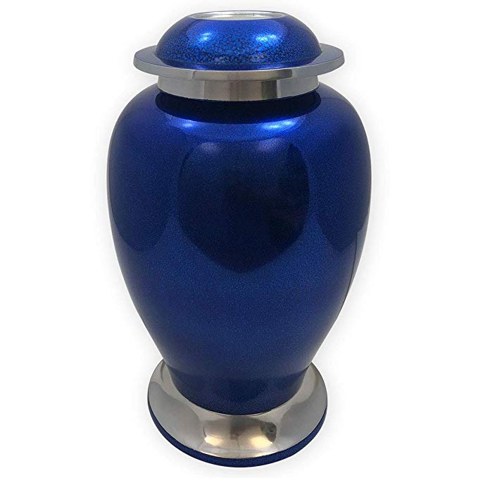 Blue Sapphire Adult Cremation Urn by Beautiful Life Urns - Distinct Funeral Urn with a Stunning Deep Blue Finish (Large)