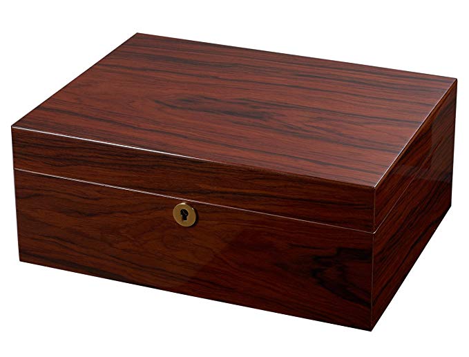 Visol Products VHUD723 Hagan Polished Oak Locking Cigar Humidor