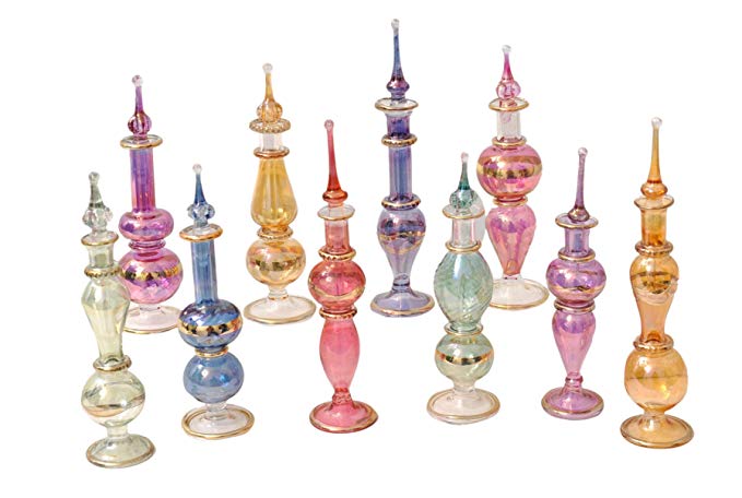 CraftsOfEgypt Genie Blown Glass Miniature Perfume Bottles for Perfumes & Essential Oils, Set of 30 Decorative Vials, Each 4