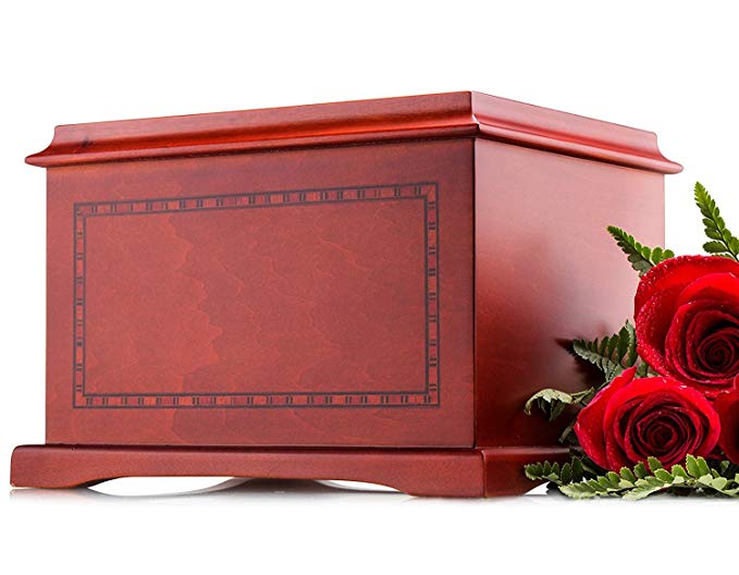 SmartChoice Wood Human Funeral Cremation Urn for Human Ashes Adult Urn Size - Honor Your Beloved One with This Magnificent Wood Urn They Deserve (with Border)