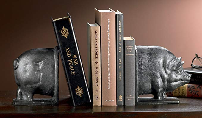 KINDWER Smiling Swine Cast Iron Bookends