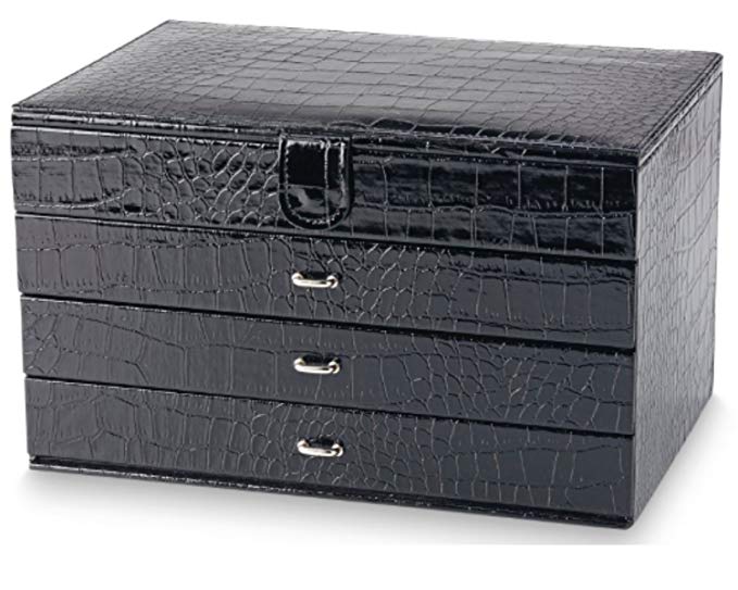 Jaclyn Smith 3-Drawer Jewelry Box - Mock Croc