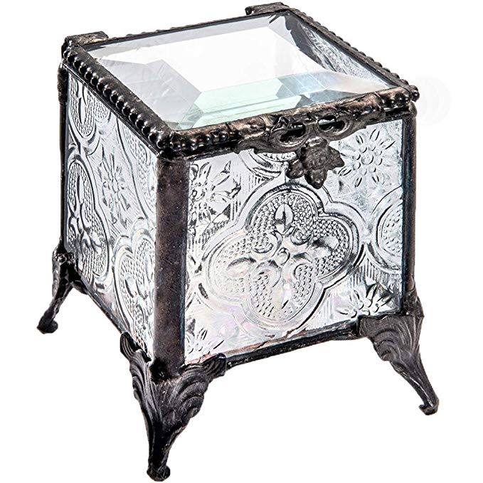 J Devlin Box 153 Series Stained Glass Trinket Keepsake Jewelry Display Crystal Ring Box (Vintage)