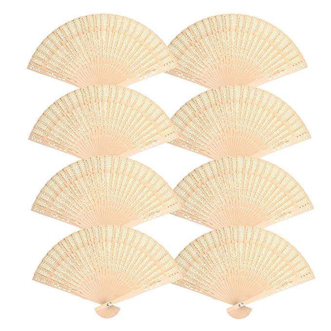 Mcupper-Chinese Sandalwood Fan (Set of 48 pcs) - Hand Held Folding Fans for Wedding Decoration, Birthdays, Home Gifts by Super Z Outlet